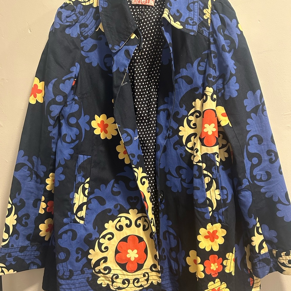 Floral Women's Jacket - Blue and Yellow